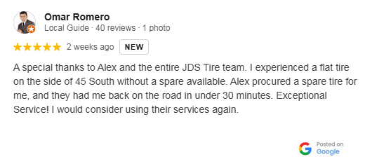 google testimonials 4 - Omar romero JDS truck tire houston